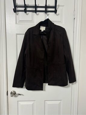 H&M Dark Brown Suede-Look Button Front Jacket